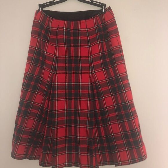 Pendleton vintage 100% wool skirt red and green - Picture 3 of 6